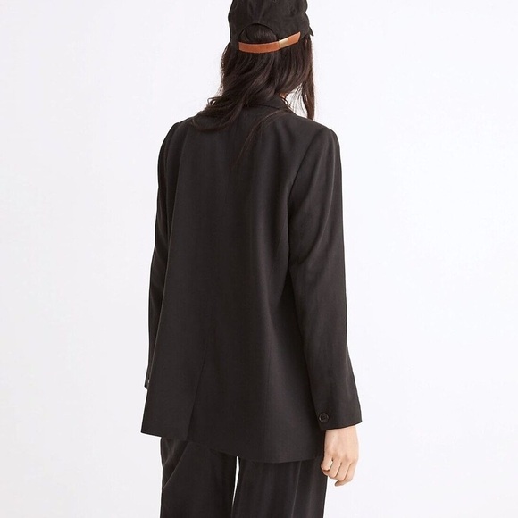 NWT - Madewell - Drapeweave Caldwell Double-Breasted Blazer - True Black - Picture 2 of 11